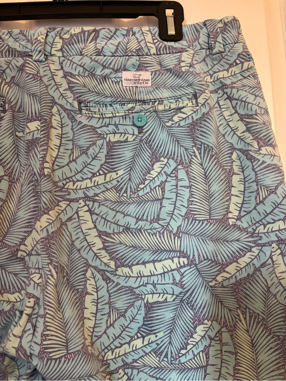 Vineyard Vines - Men’s Mint & Light Blue Palm Print Shorts. Size 38. Pockets!